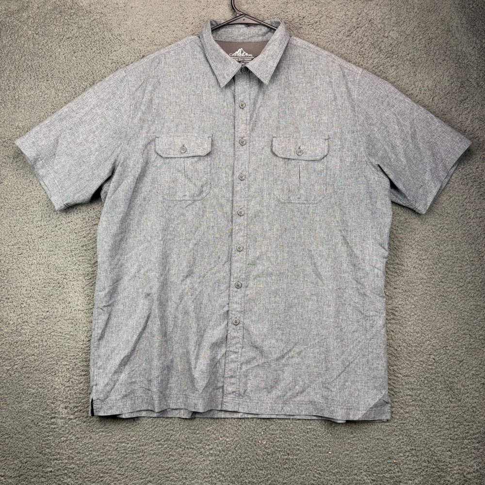 Croft & Barrow Mens XL Quick Dry Short Sleeve Button Down Shirt Gray Hiking 8635